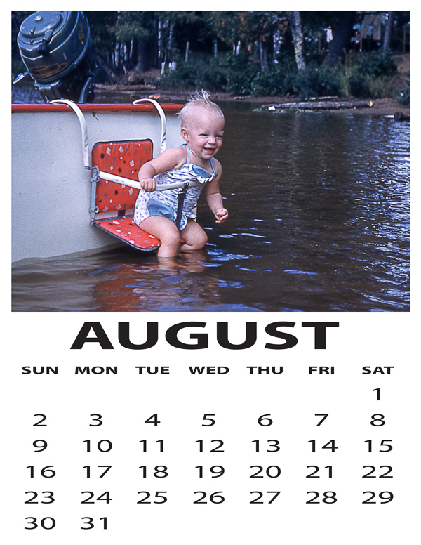 Sue on Boat August Calendar